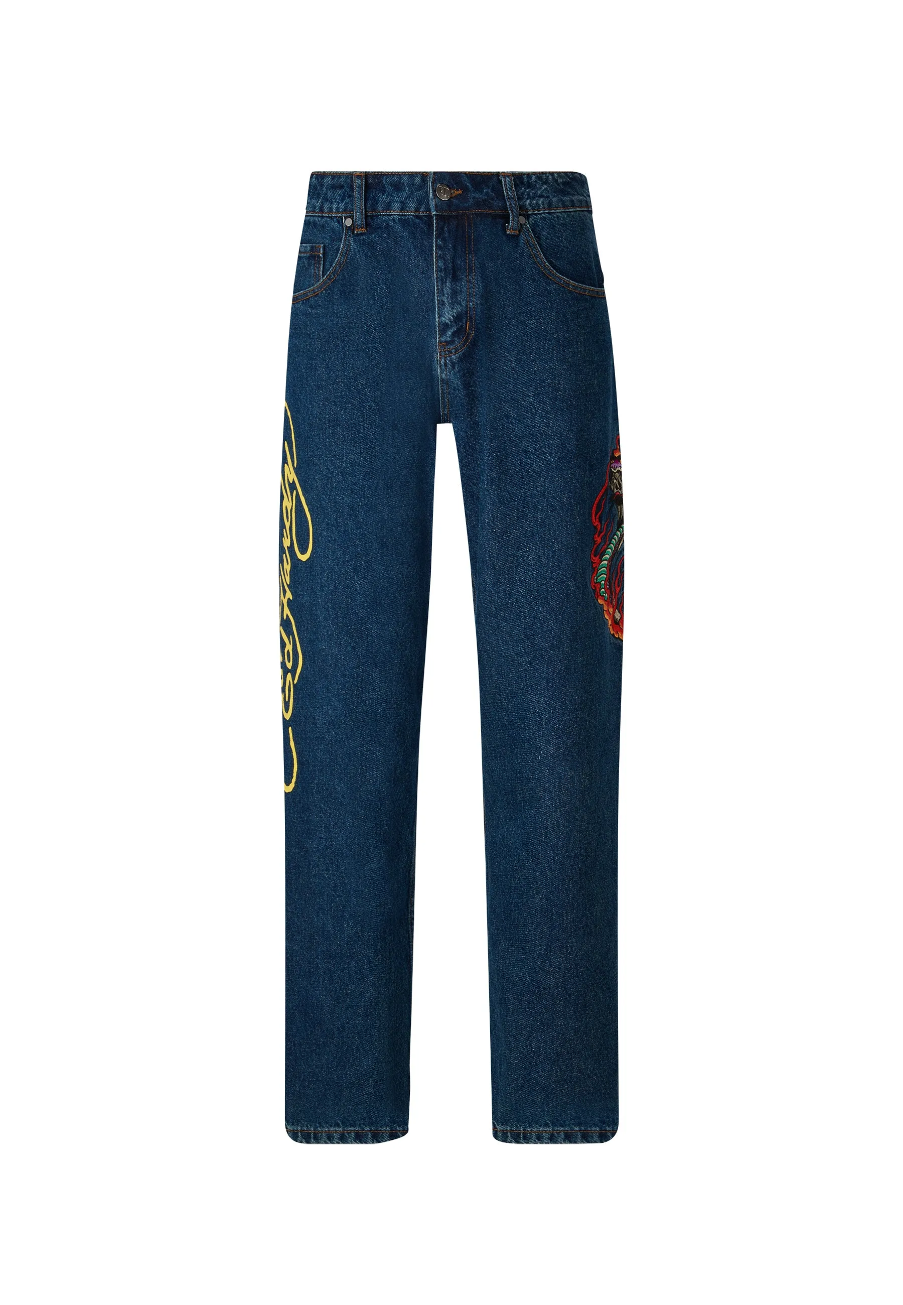 Mens Flamer-Snake Baggy Jeans - Indigo