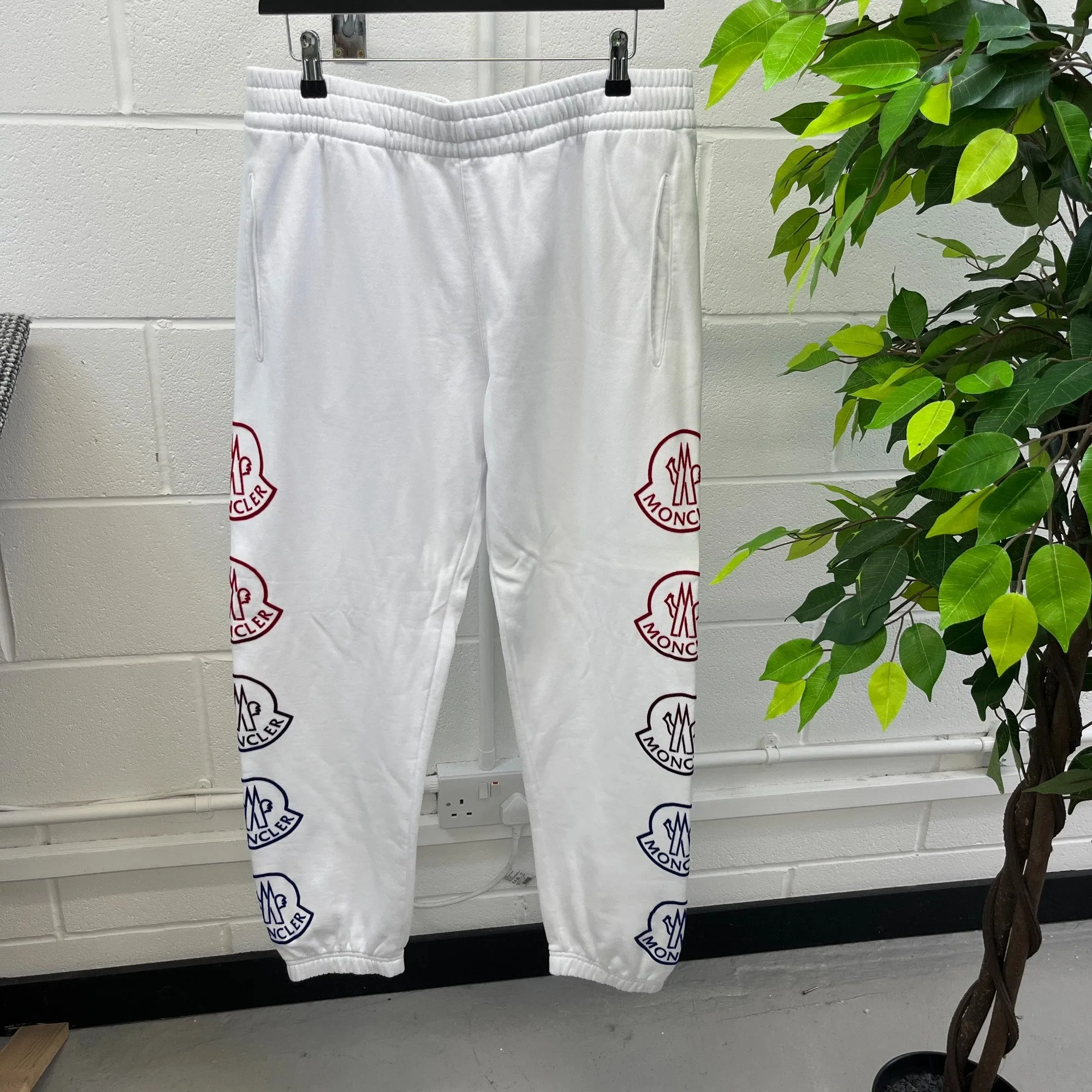 Men's Side Logo Joggers White Size L