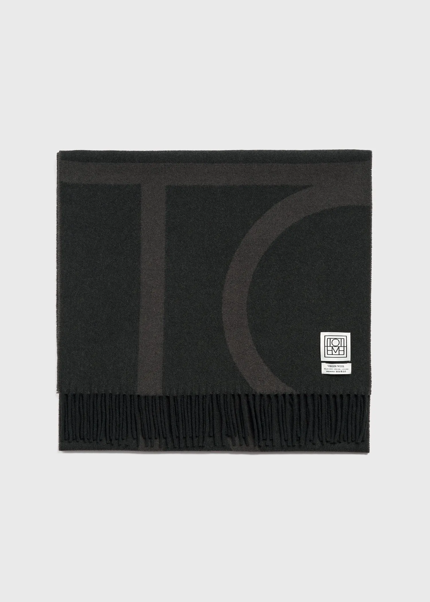 Monogram jacquard wool scarf charcoal mélange