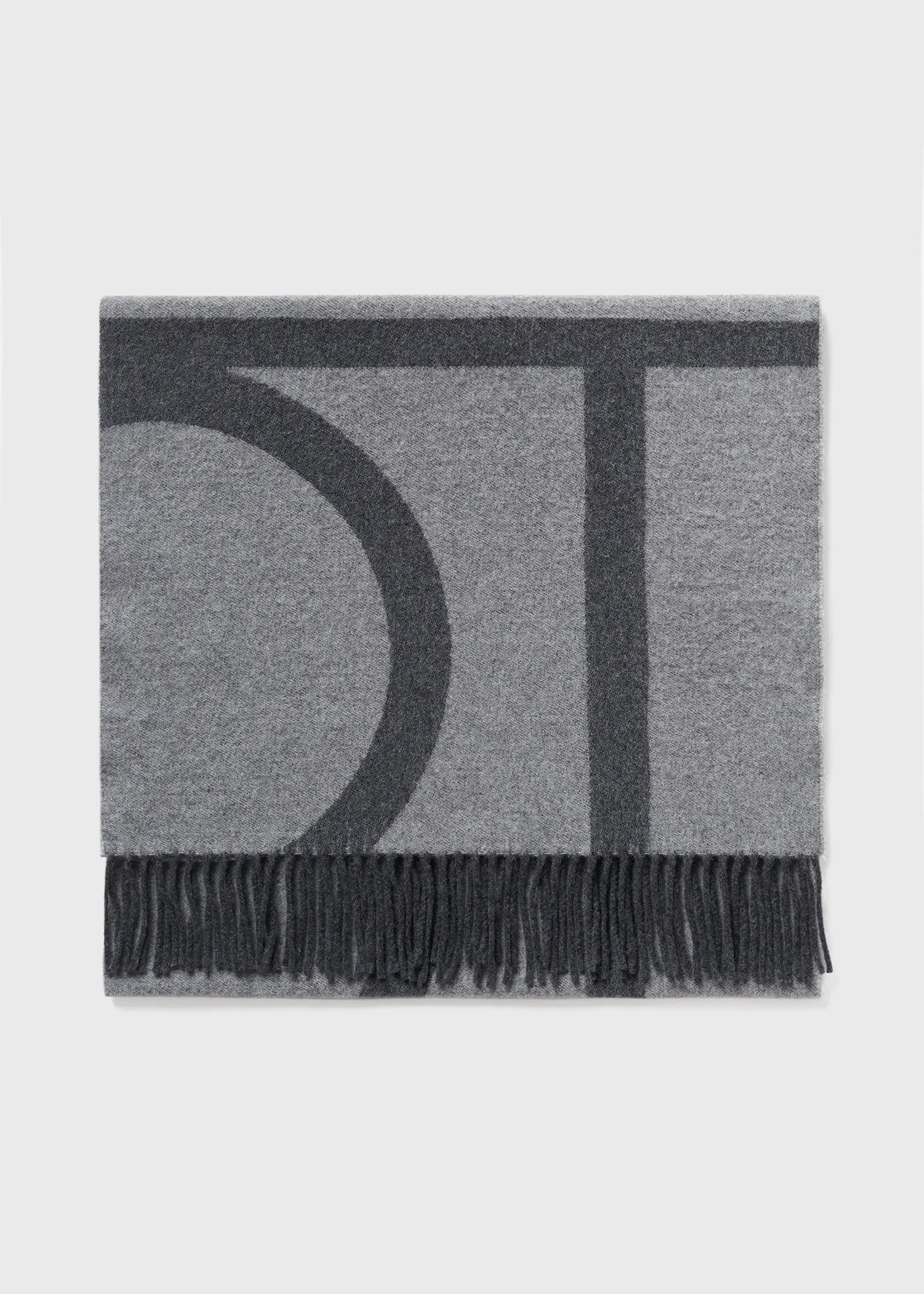 Monogram jacquard wool scarf dark grey mélange