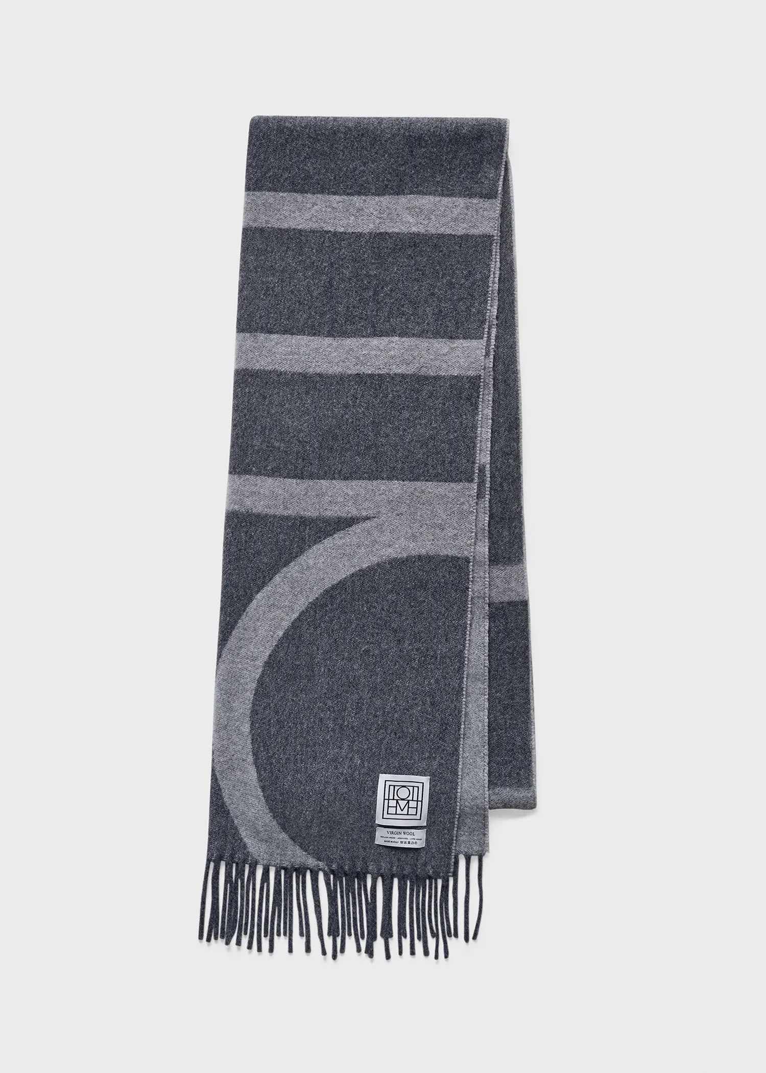 Monogram jacquard wool scarf dark grey mélange