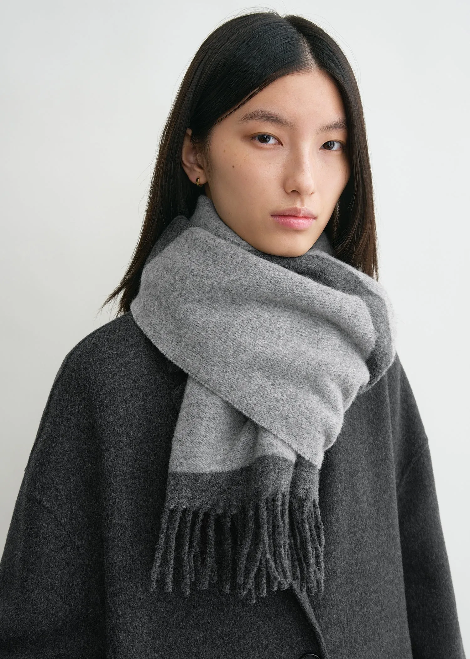 Monogram jacquard wool scarf dark grey mélange