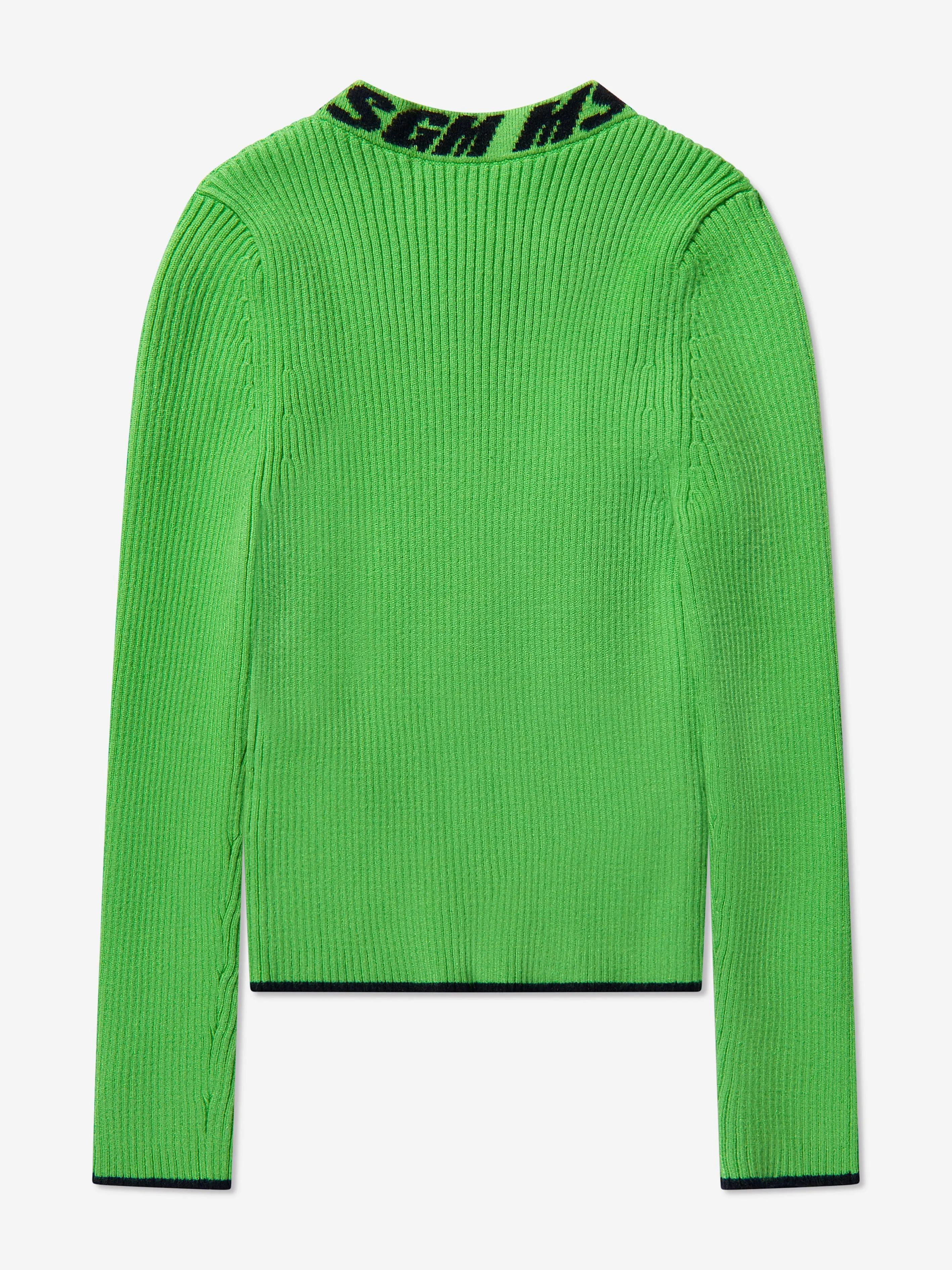 MSGM Girls Rib Knitted Turtleneck Jumper in Green