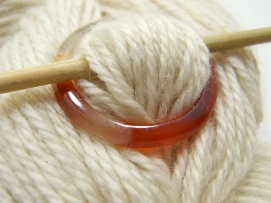 Natural Stone Shawl Pin ~ Orange Stone Ring K