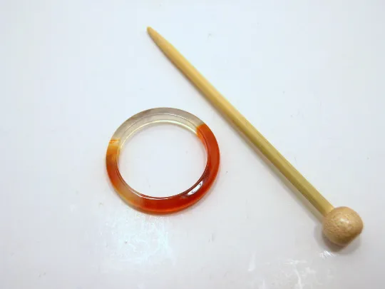 Natural Stone Shawl Pin ~ Orange Stone Ring K