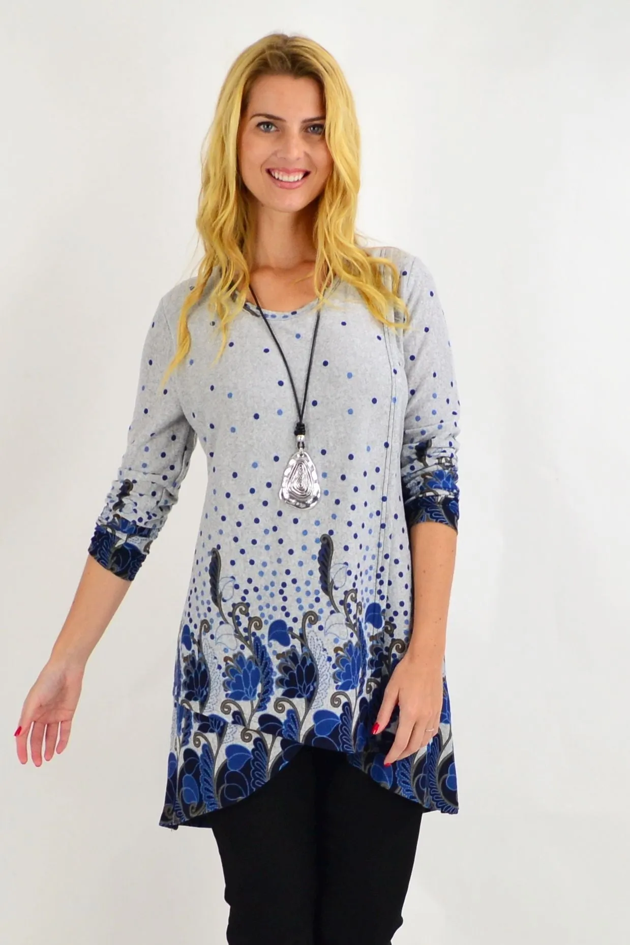 Navy Blue Floral Ferguson Tunic Top