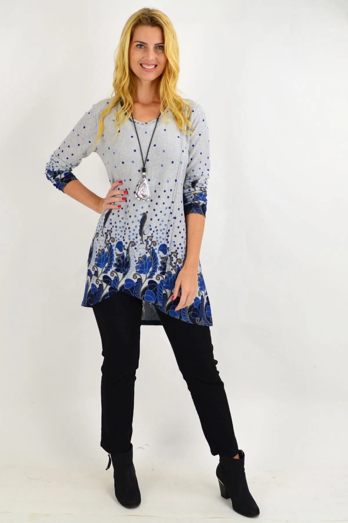 Navy Blue Floral Ferguson Tunic Top