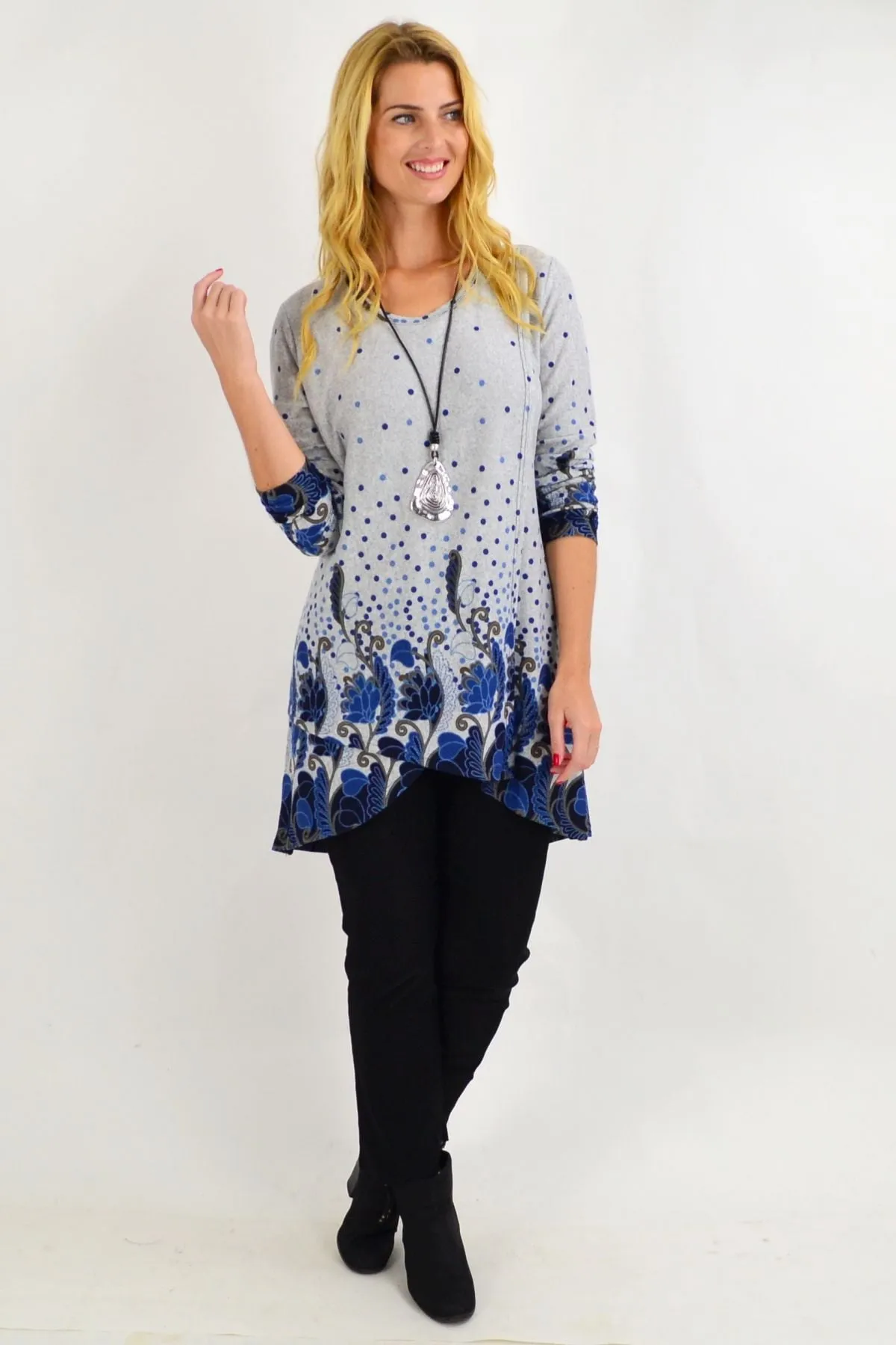 Navy Blue Floral Ferguson Tunic Top