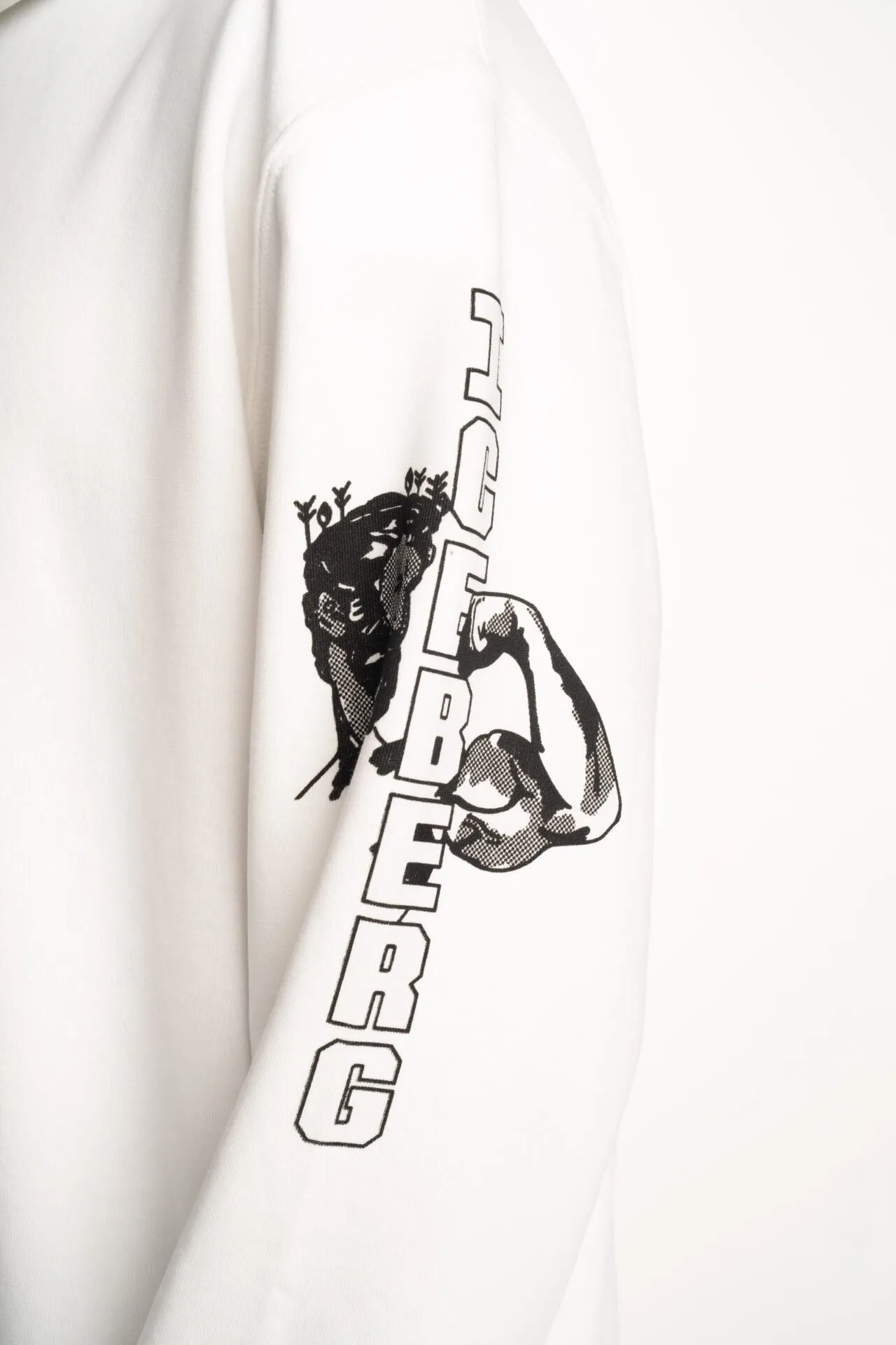 Neptune God Print Pullover Hoodie (White) - I24E09763171102