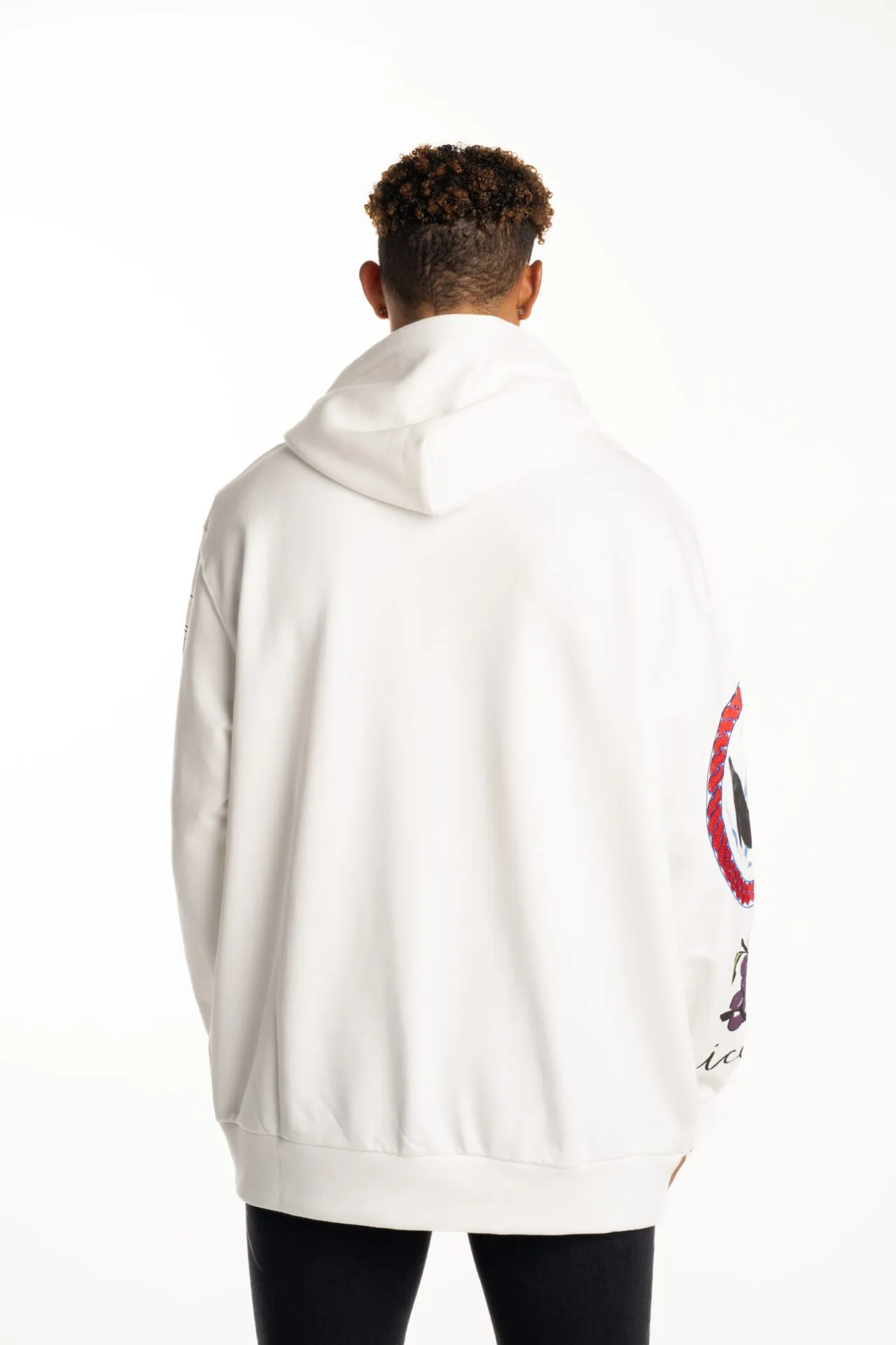 Neptune God Print Pullover Hoodie (White) - I24E09763171102