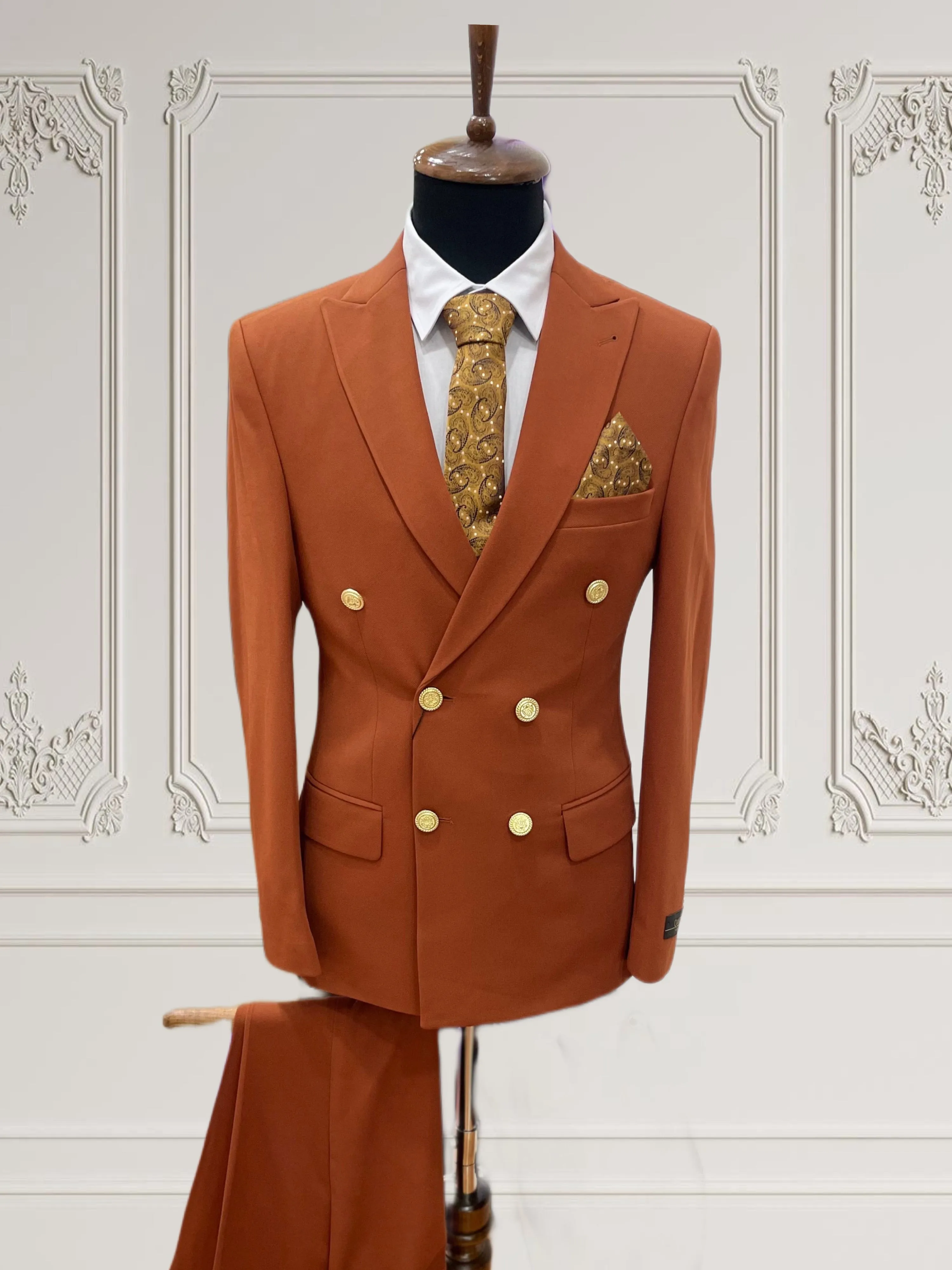 Orange Bright Double-Breasted 2 piece Suit