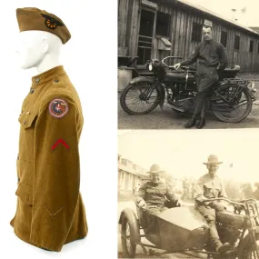 Original U.S. WWI Named Motor Transport Corps Motorcycle Uniform Grouping with Photos