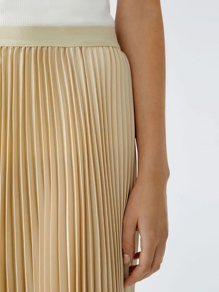 Oui Pleated Midi Skirt Light Stone