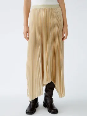 Oui Pleated Midi Skirt Light Stone