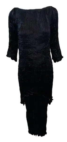 Patricia Lester 80 Black  Fortuny Style Pleated Two Piece Evening Ensemble