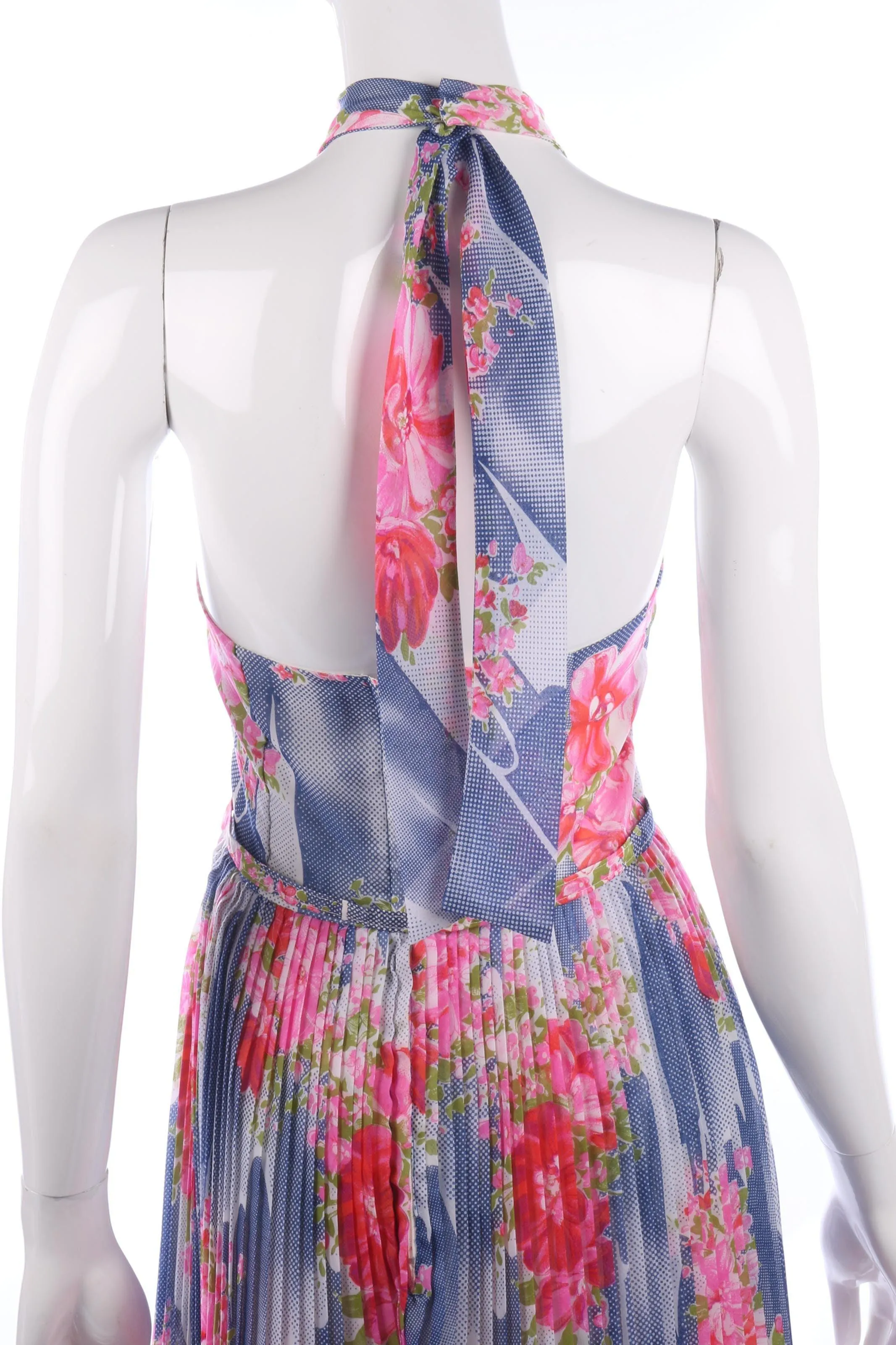 Peter Barro blue floral backless dress size M