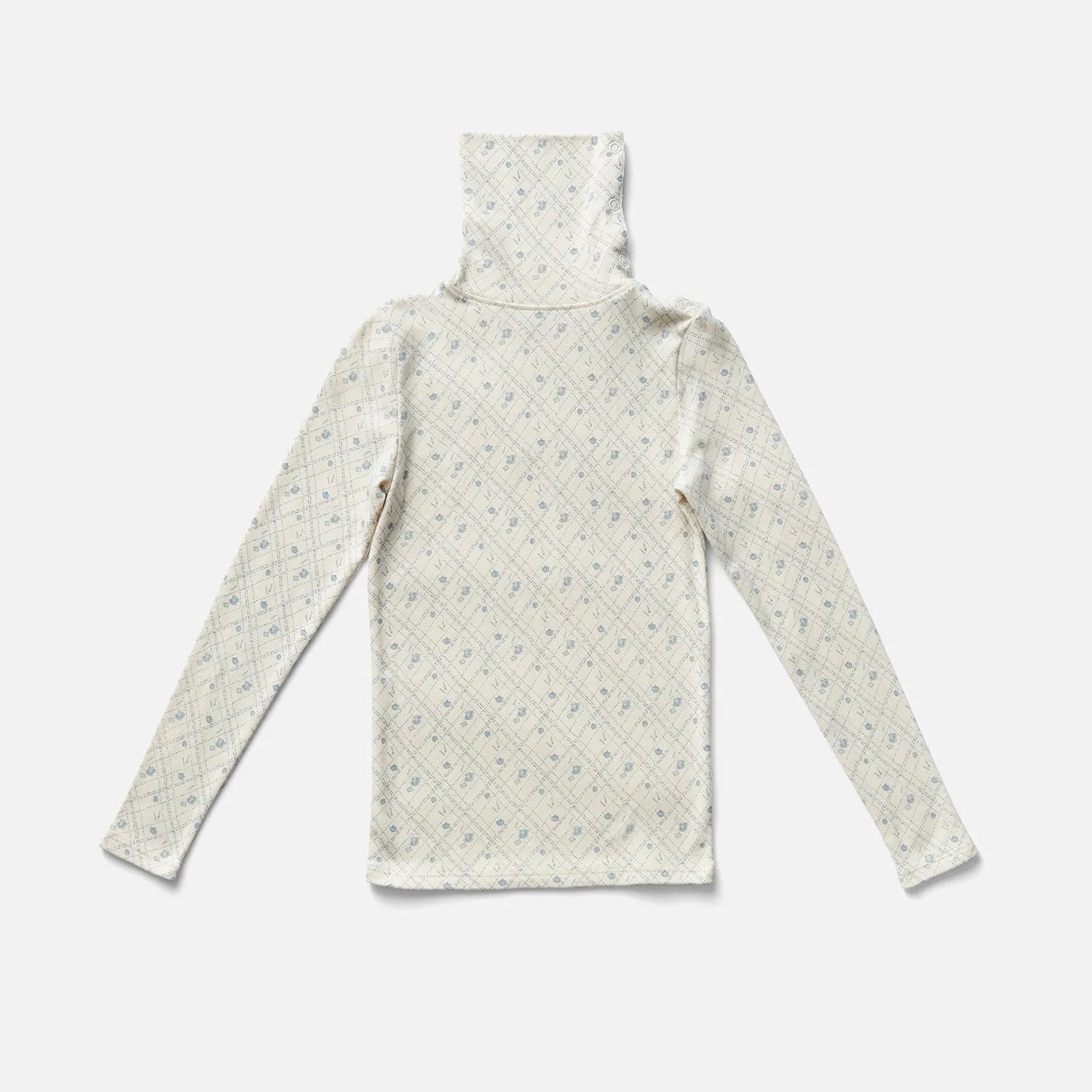 Pima Cotton Snap Turtleneck - Frost Tea Party