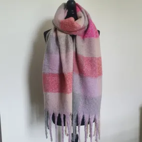 Pink Multicoloured Check Scarf