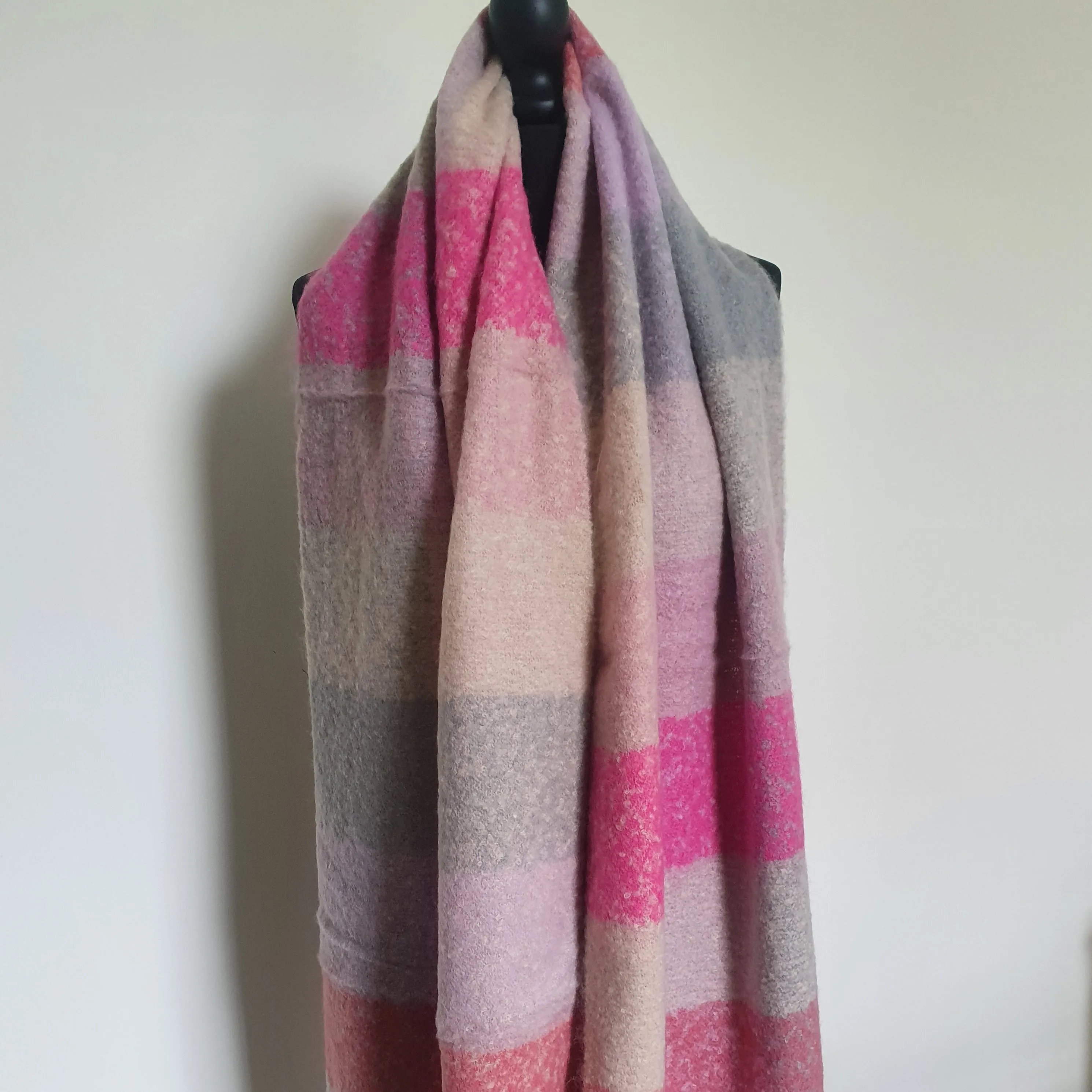 Pink Multicoloured Check Scarf