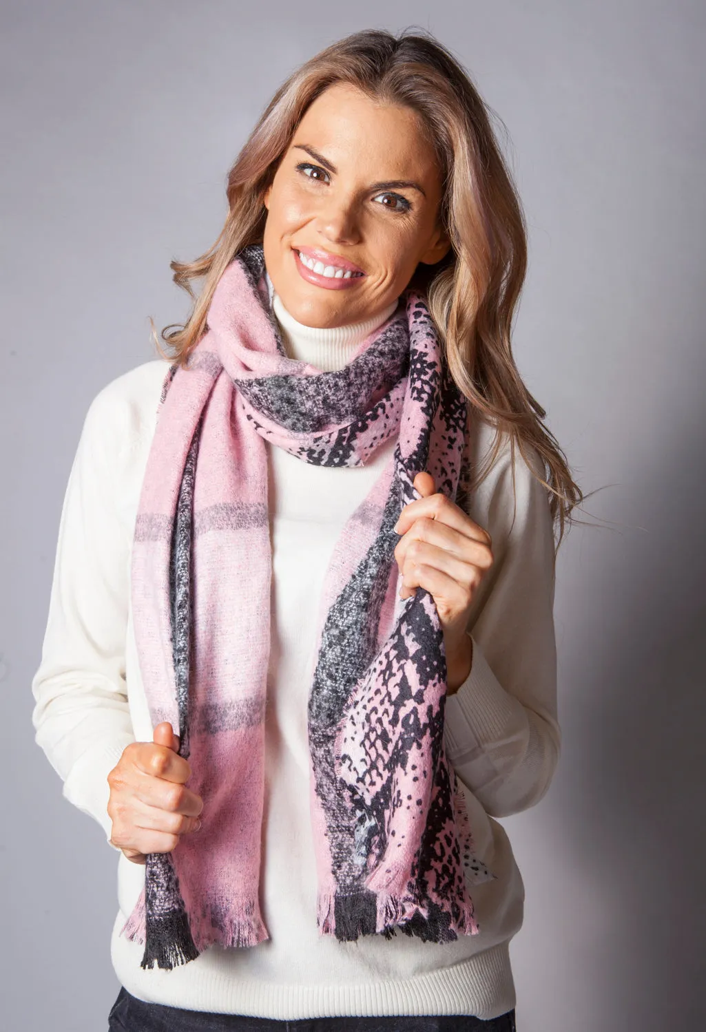 Pink Reversible Snake Print Scarf