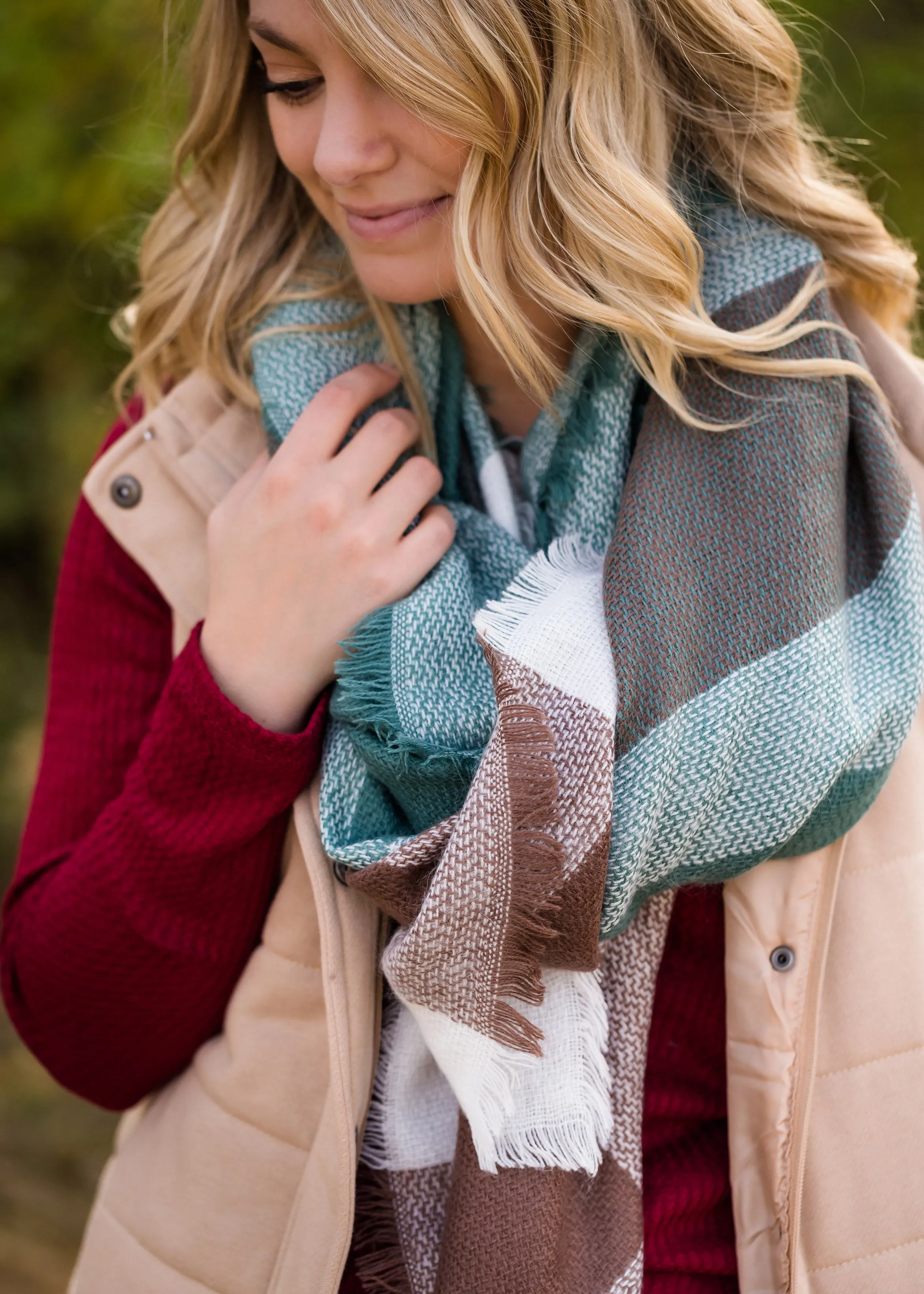 Plaid Fringe Blanket Scarf - FINAL SALE