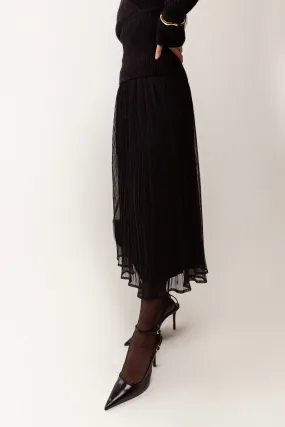 PLEATED LAYER MAXI SKIRT