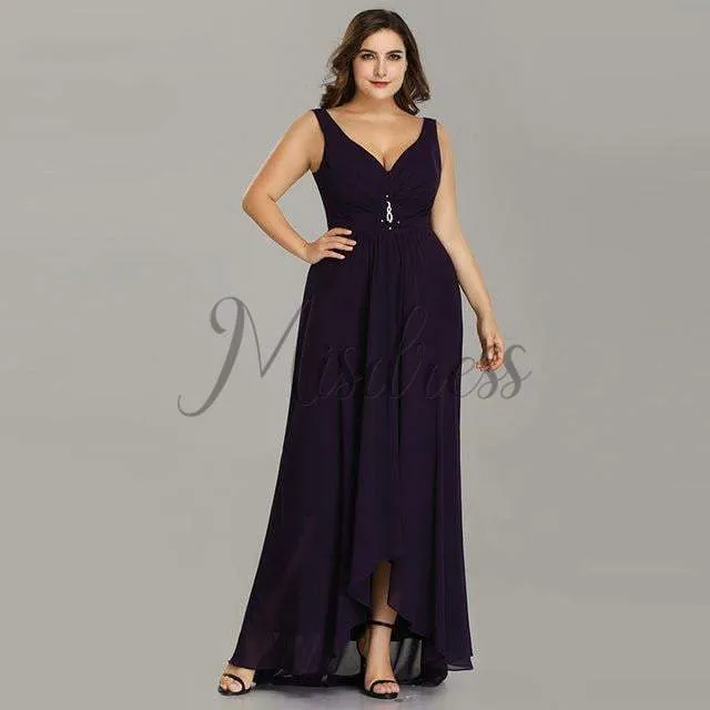 Plus Size Hi-low Chiffon Wedding Bridesmaid Evening Prom Dress