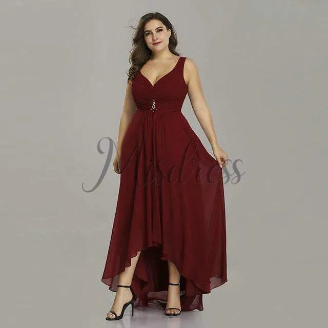 Plus Size Hi-low Chiffon Wedding Bridesmaid Evening Prom Dress