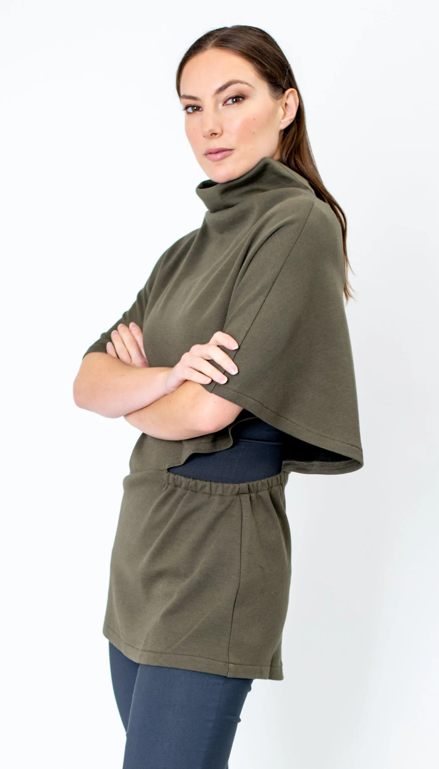 Poncho Tunic Top in Olive