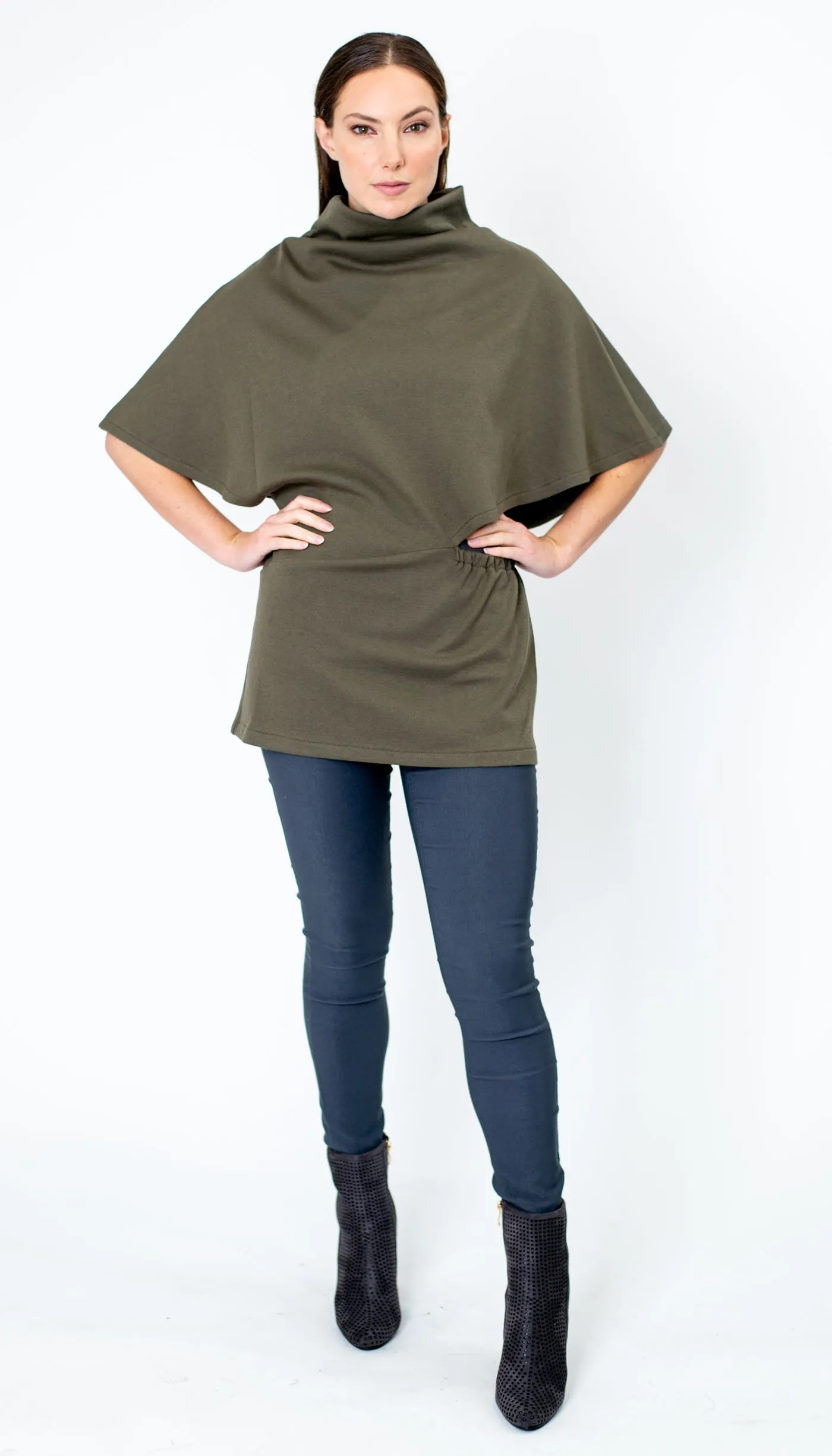 Poncho Tunic Top in Olive