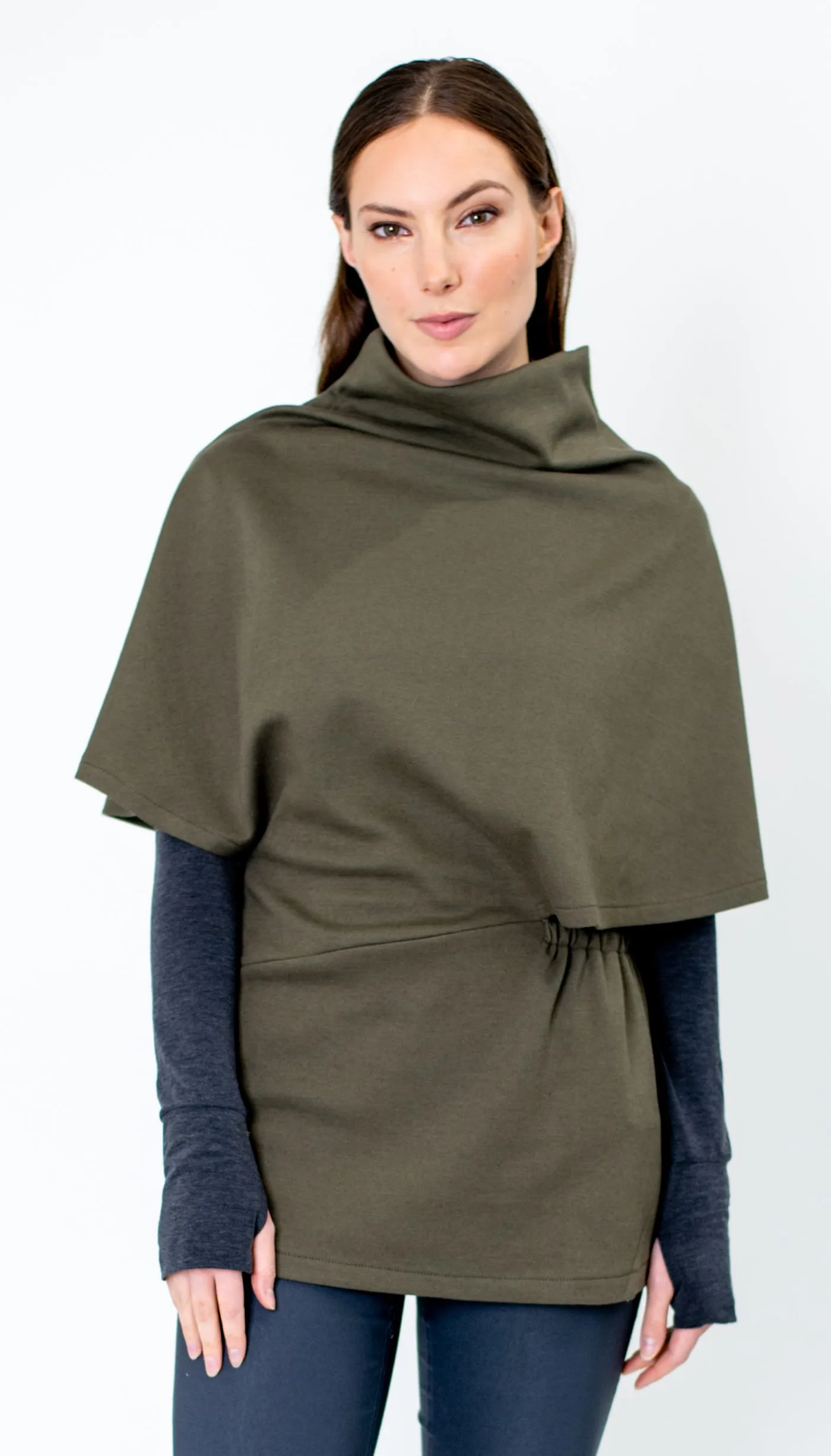 Poncho Tunic Top in Olive