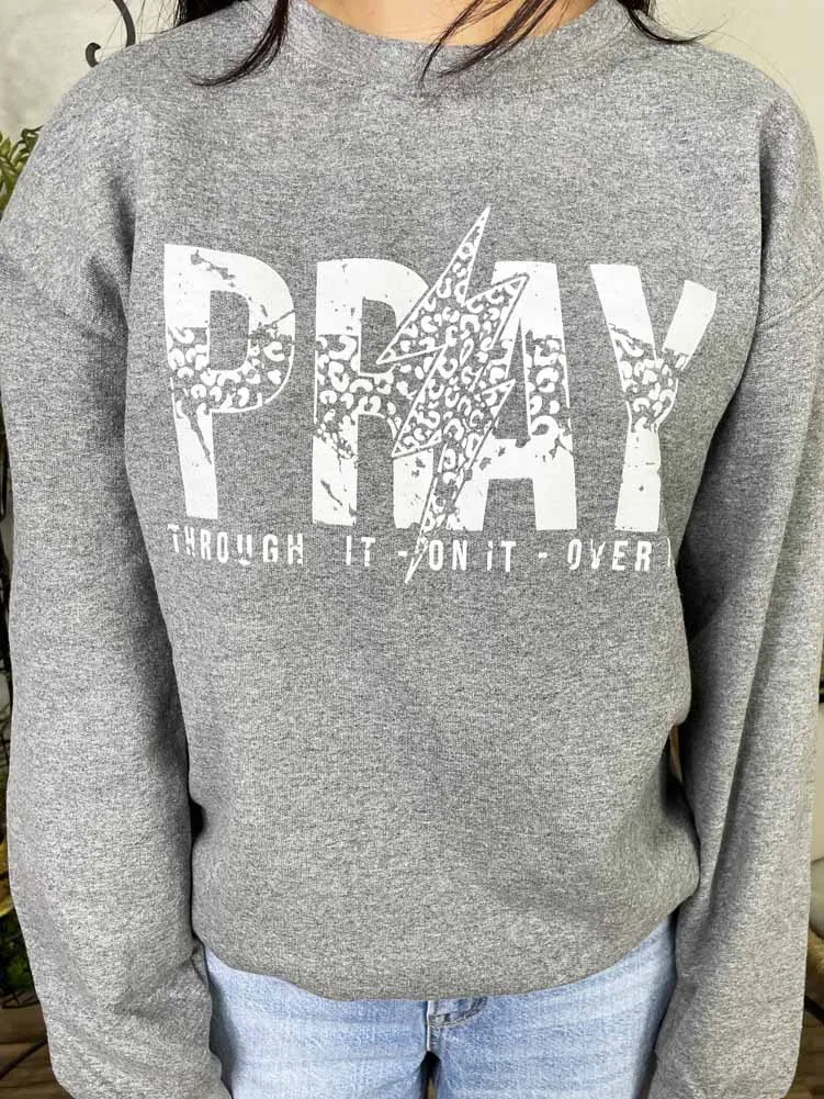 Pray in Heather Grey by Inked Threads