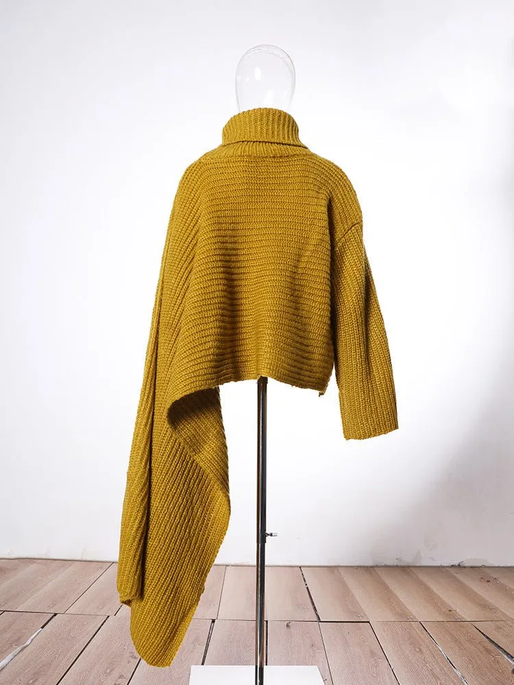 Pre Order:  Scarf Sleeve Turtleneck Knit Top