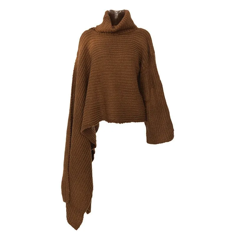 Pre Order:  Scarf Sleeve Turtleneck Knit Top