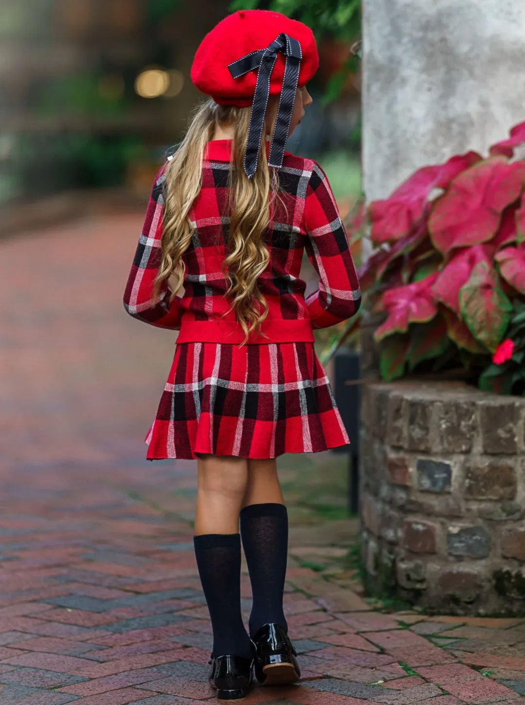 Preppy Princess Plaid Sweater and Skirt Set