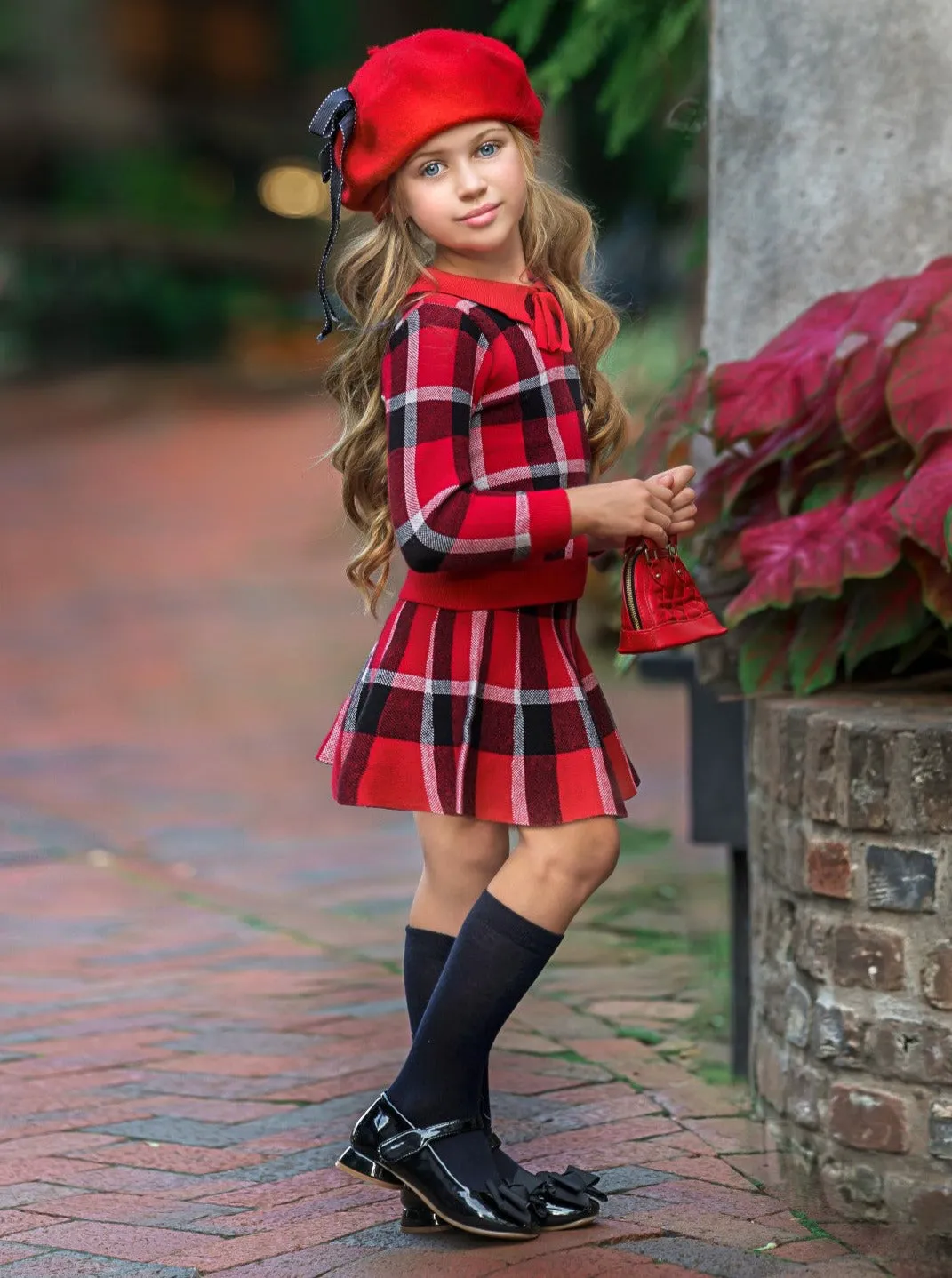 Preppy Princess Plaid Sweater and Skirt Set