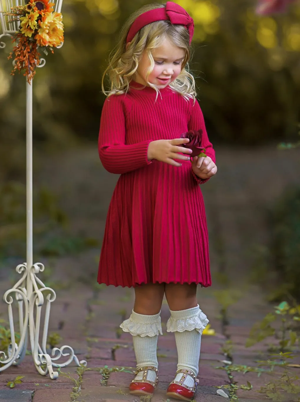 Prim and Proper Pleated Sweater Dress