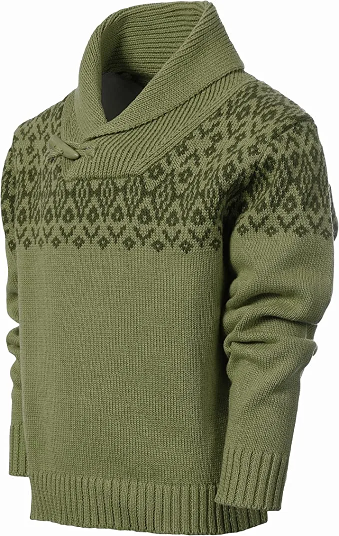 Pullover Knitted Sweater with Toggle Button Closure-Hunter Green