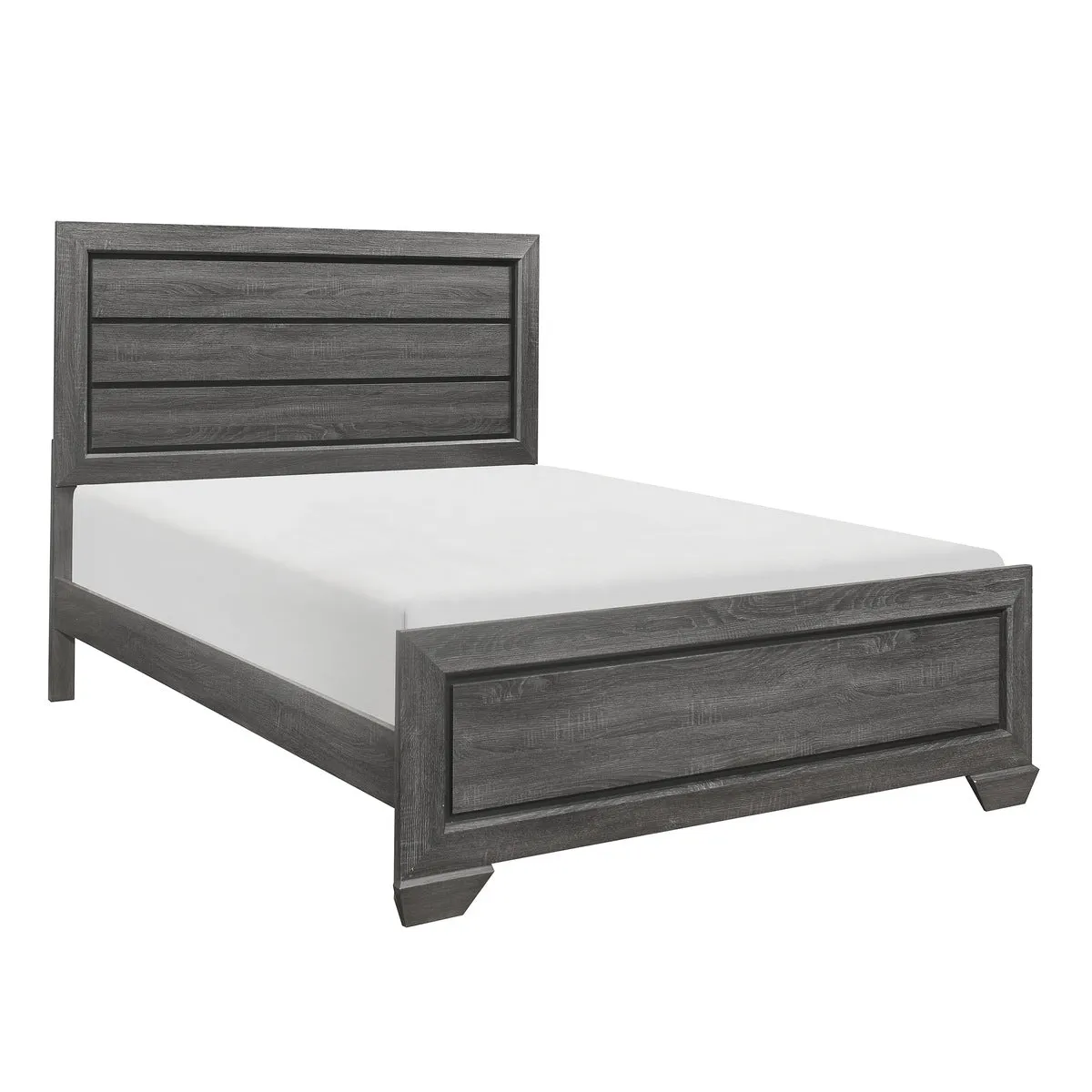 Queen Bed in Gray Finish with Headboard, Footboard, and Rails