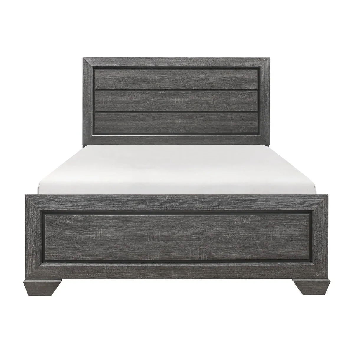 Queen Bed in Gray Finish with Headboard, Footboard, and Rails