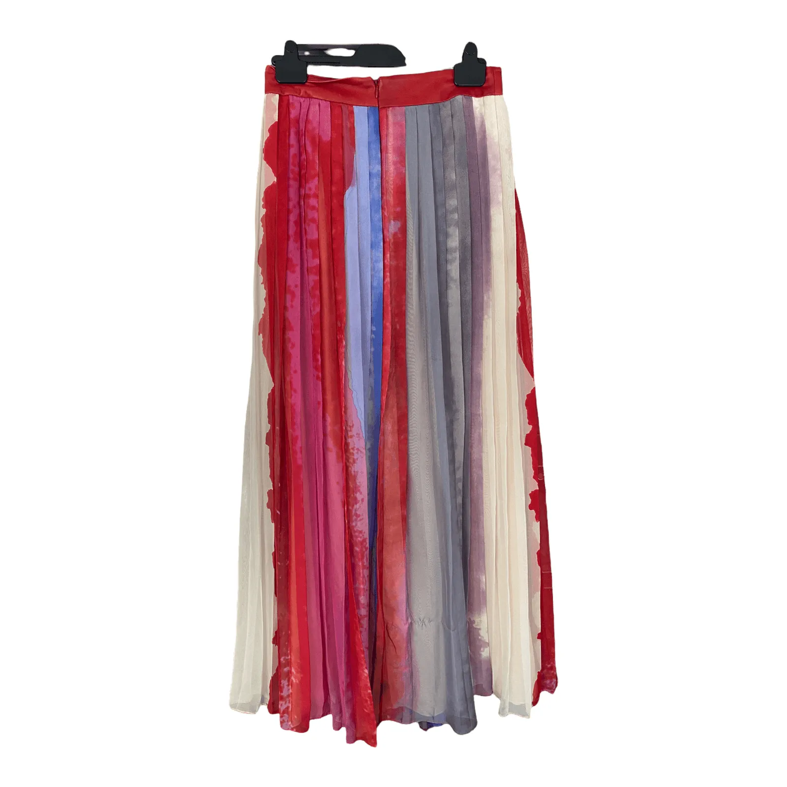 Rag & Bone Silk Multicolour Pleated Skirt with Leather Waistband UK Size 10/12