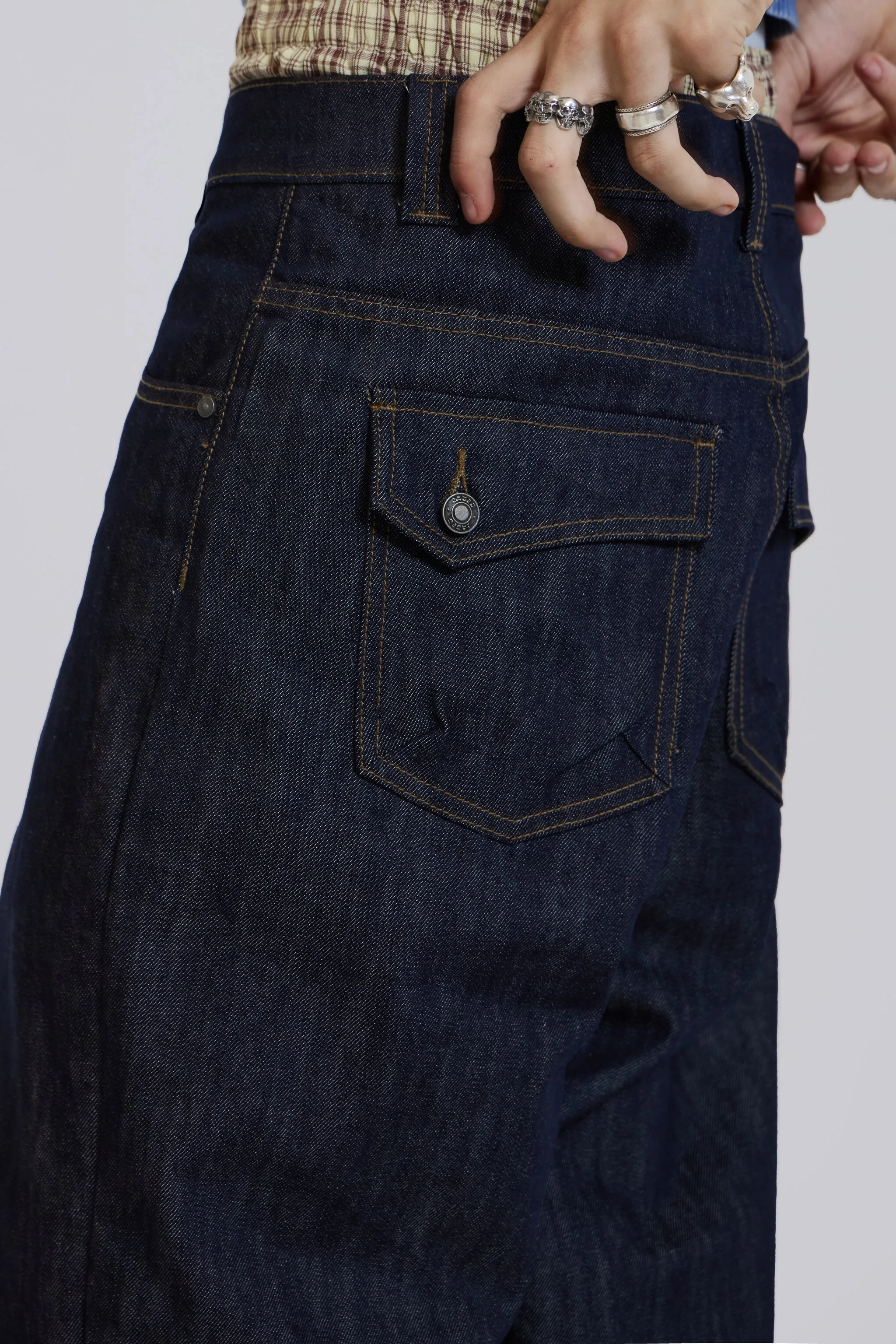 Raw Blue Denim Razor Jeans