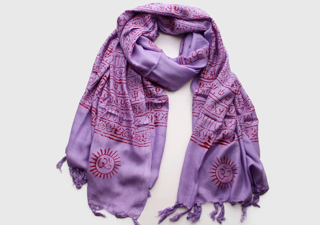 Religious Deities Printed Om Prayer Shawl with Fringes