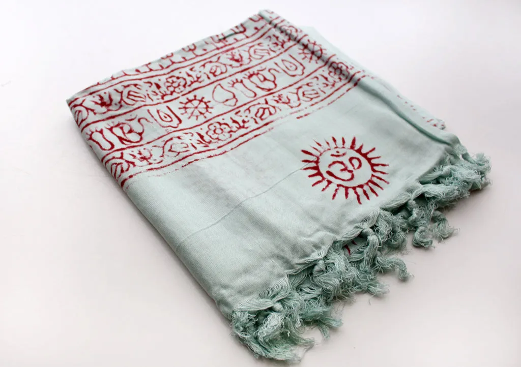 Religious Deities Printed Om Prayer Shawl with Fringes