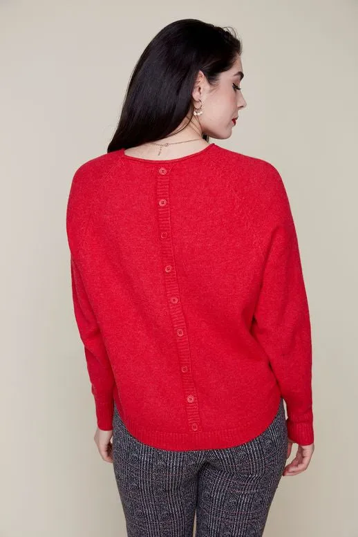 Renuar Button Back Sweater Berry