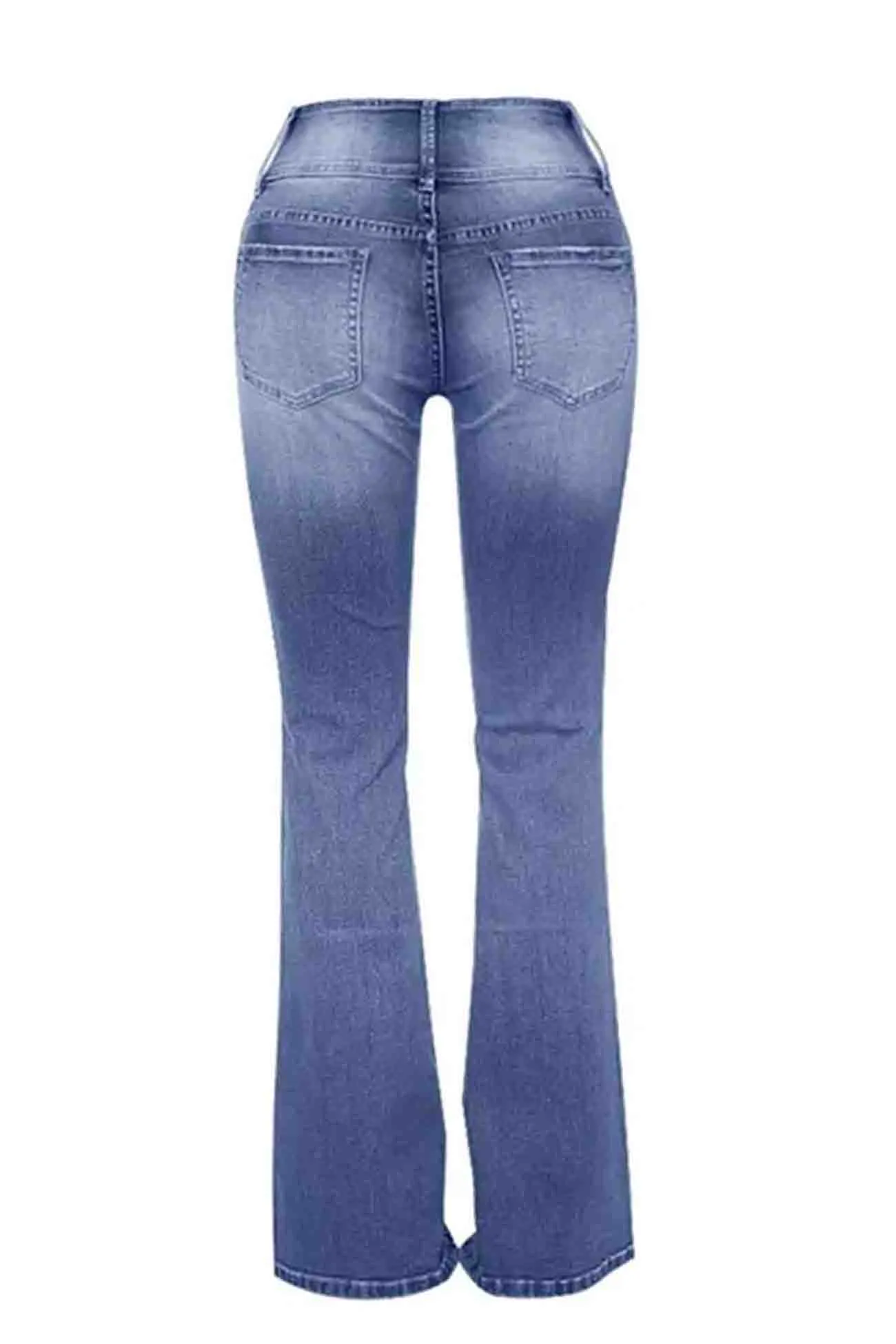 Retro Side Button Mid Rise Flares Jeans