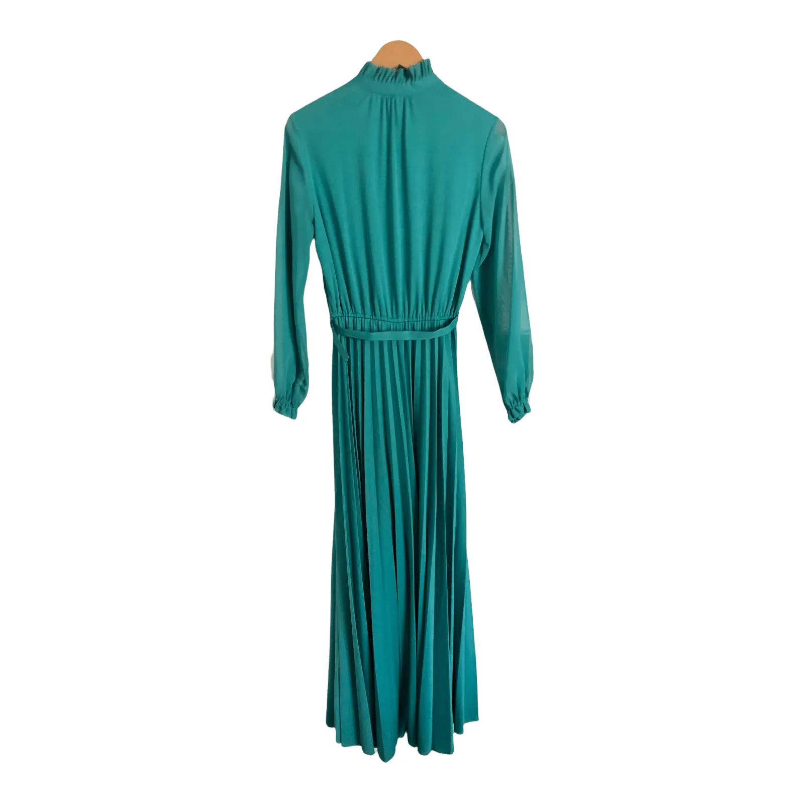 Robert Newman London Vintage Long Sleeve Maxi Dress Jade Green UK Size 12-14