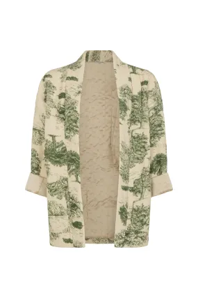 Robyn Kimono Style Pottery Printed Jacket In Cream