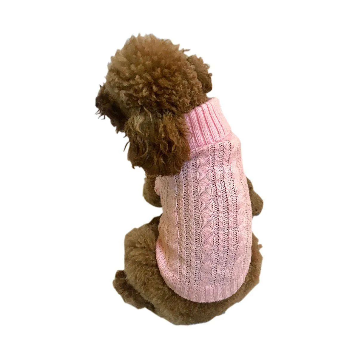 Scottish Cable Knit Dog Sweater Pink