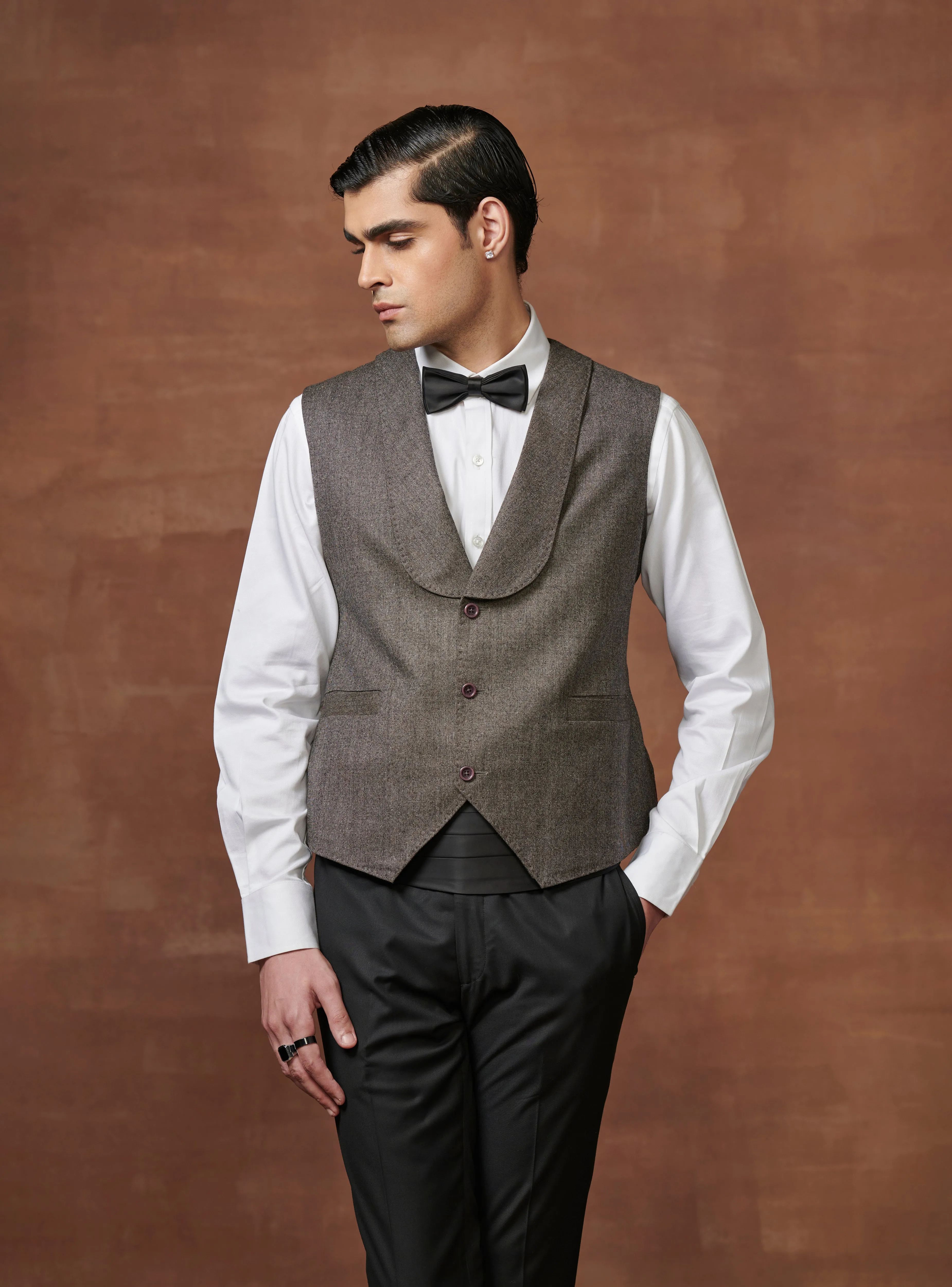 SILVERED SERENADE V-SHAPED DINNER WAISTCOAT